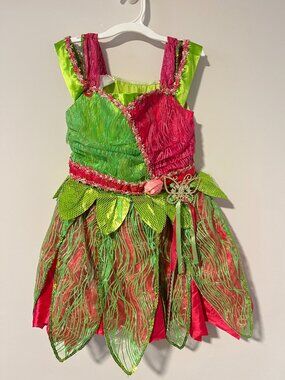 Teetot Fairy Costume Girls Size 7-8 Pink Green Glitter Tulle Halloween Dress Up